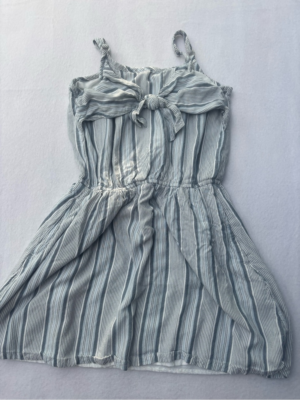 Striped Tie-Front Blue & White Kids Sundress
